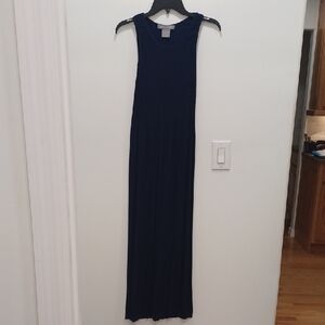 Casual Blue Sleeveless Sheath Maxi Dress